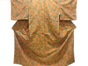 花唐草模様織り出し手織り真綿紬着物